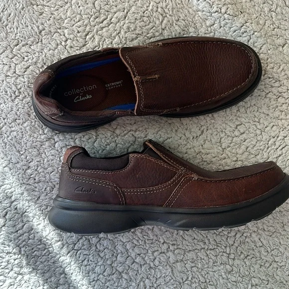 Clarks Collection Men's 9.5 Bradley Free Slip On Comfort Loafers Brown Leather - Picture 8 of 14